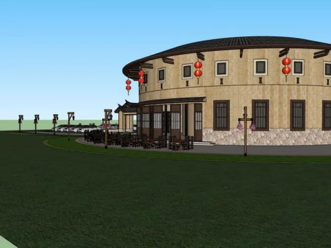 Sketchup Hotel Model | Low rise Hotel, Oriental Neoclassical
