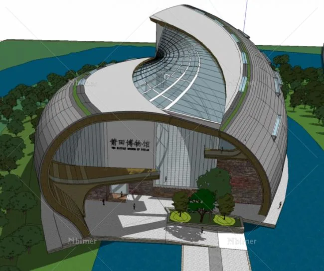 Sketchup Cultural Model | Multi story Museum Exhibition Hall, Cultural Architecture, Modern Style
