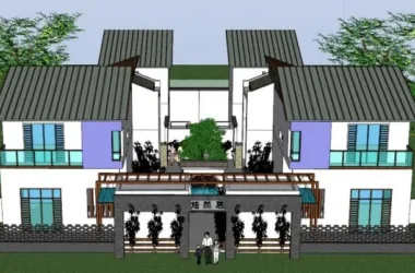 SketchUp Residential Model: Multi-Story Classical Courtyard Home-BIM WORLD