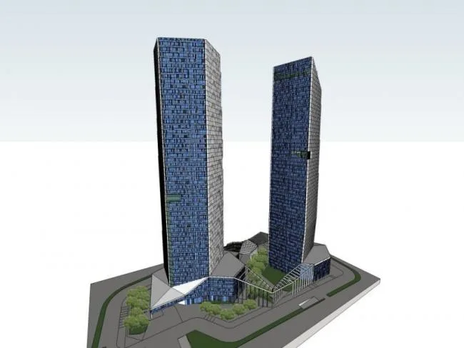 Sketchup Complex Model | Super High rise Commercial Complex, Modern Style