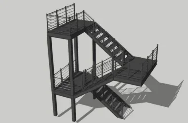 Modern Steel Staircase Components in SketchUp Material Models-BIM WORLD
