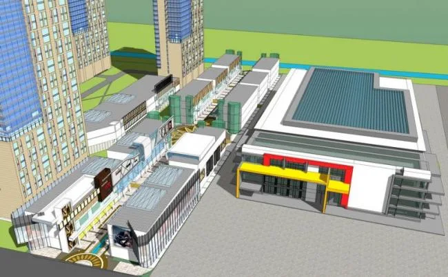 Sketchup Complex Model | Multi story Shopping Center, Commercial Building, Modern Style