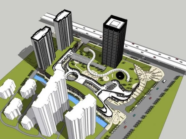 Sketchup Complex Model | Multi story Commercial Complex, Residential, Office, Classical Style
