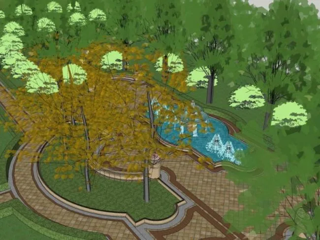 Sketchup Landscape Model | Landscape Axis, European Style, Classical Style