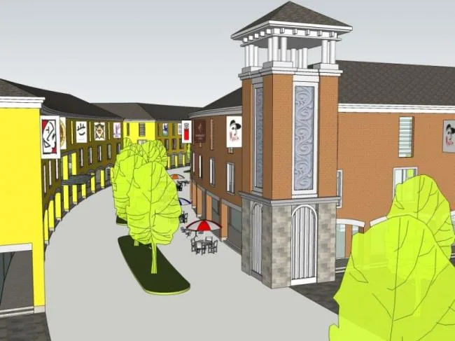 Sketchup Business Model | Multi story Pedestrian Street, Classical Style