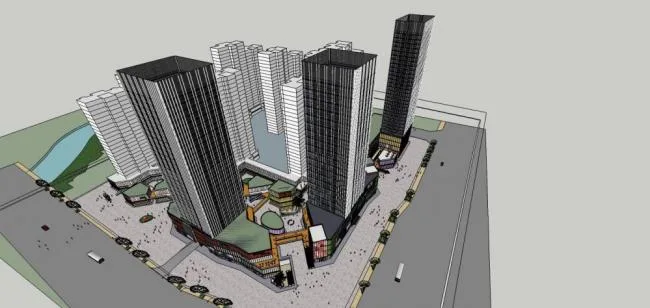 Sketchup Complex Model | Super high-rise commercial complex, office hotel, commercial podium, modern style
