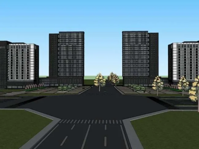 Sketchup Office Model | High rise Electronic and Electrical Industry Park Research Building, Office Building, Modern Style