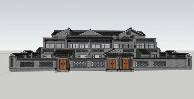 Sketchup Residential Model | Residential Courtyard, Chinese Style, Residential Architecture