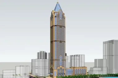 SketchUp Office Model: Simplified European-Style Super High-Rise Classical Office Building-BIM WORLD
