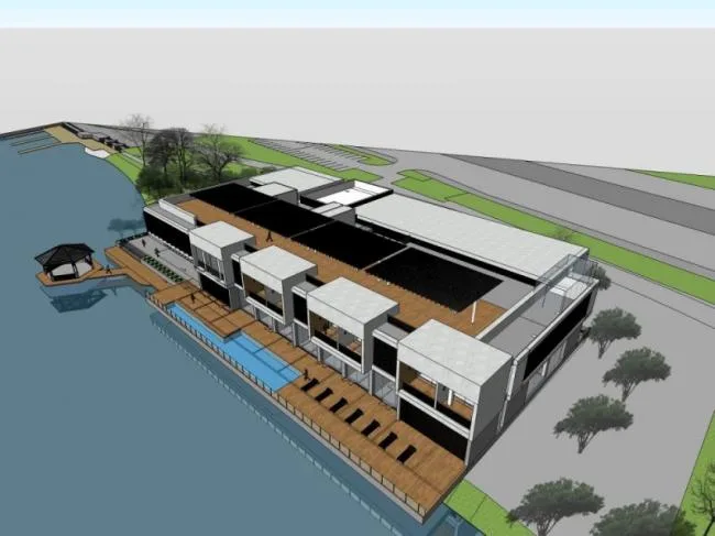 SketchUp Business Model: Modern Multi-Story Clubhouse Commercial Design