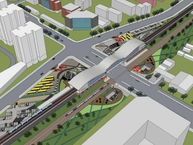 Sketchup Landscape Model | Railway Station Square Landscape, Modern Style