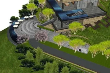SketchUp Business Model: Modern Multi-Story Mountain Club and Commercial Building-BIM WORLD