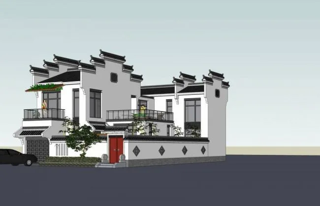 Sketchup Villa Model | Solo Villa, Chinese Style