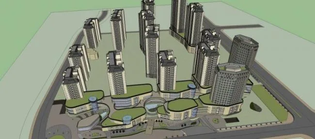 Sketchup Residential Model | Multi story Commercial Residential Complex, Ground Floor Commercial, Residential Building, Classical Style