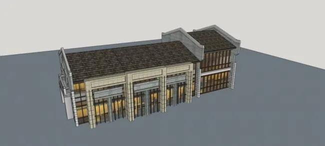 Sketchup Business Model | Multi story Small Commercial Building, Chinese Style