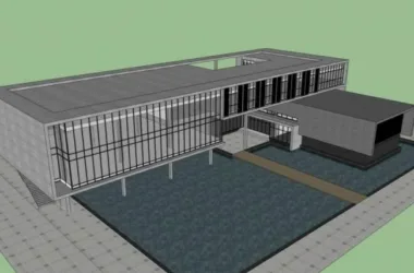 Modern Multi-Story Office Building Model in SketchUp-BIM WORLD