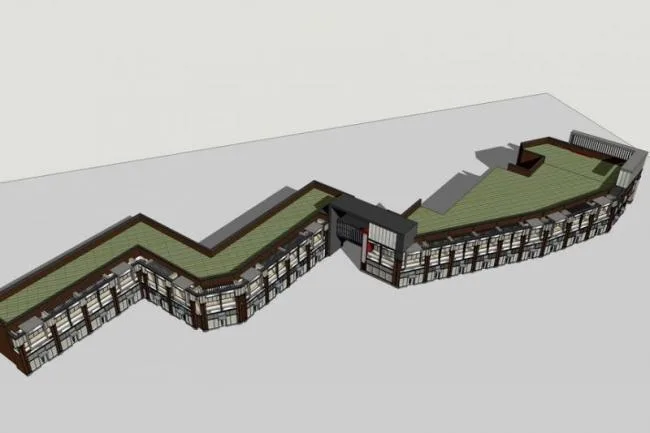 Sketchup Business Model | Multi story commercial podium, modern style