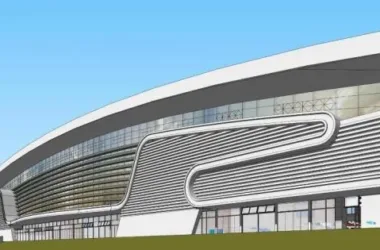 SketchUp: Modern Multi-Story Railway and Bus Station with Station Road Bridge-BIM WORLD