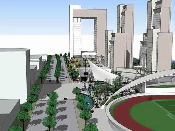 SketchUp Complex Model: Modern High-Rise Office, Commercial, Hotel, and Apartment Building