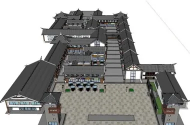 SketchUp Business Model: Multi-Story Commercial Street Featuring Ancient Chinese Architecture-BIM WORLD