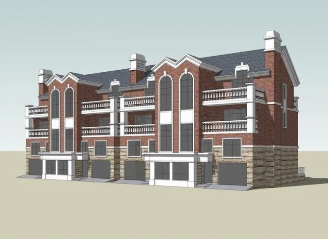 Sketchup Villa Model | Row Villa, British Classical Style