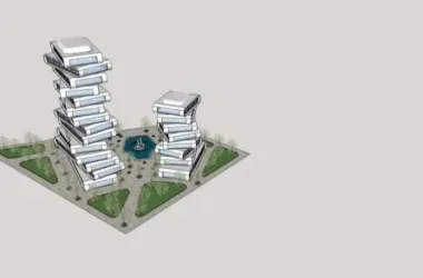 Modern High-Rise Office and Hotel Model in SketchUp with Alien Design Elements-BIM WORLD