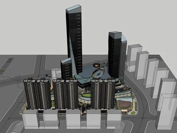 Sketchup Complex Model | Super high-rise office building, residential, commercial, complex, modern style