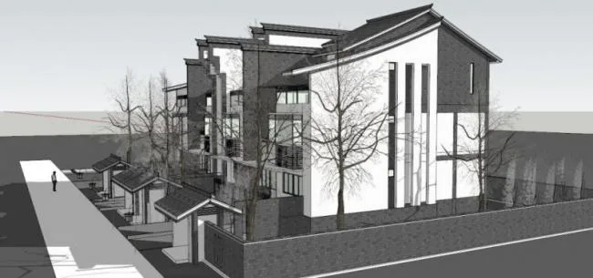 Sketchup Villa Model | Row Villa, Huizhou Residential Style