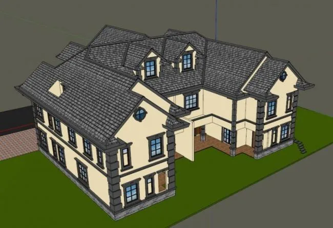 Sketchup Villa Model | Twin Villa, Classical Style