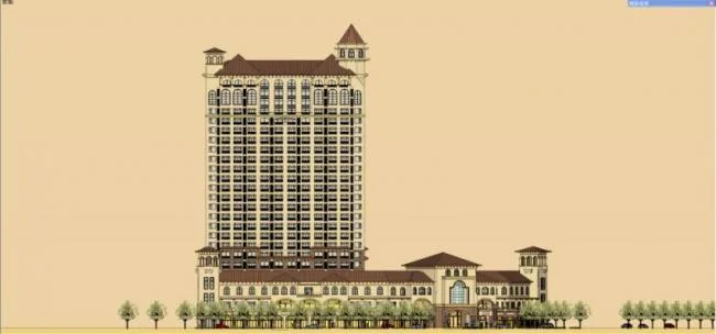 Sketchup Residential Model | High rise residential, hotel, ground floor commercial, classical style, Tuscany