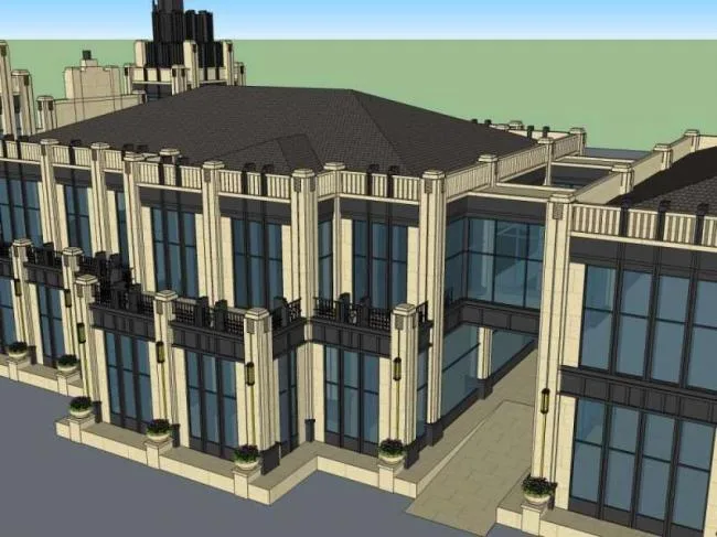 Sketchup Business Model | Multi story Commercial Club, Classical Style