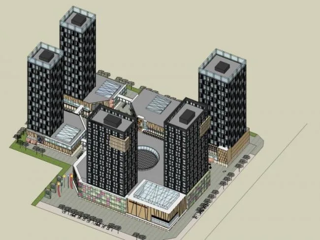 Sketchup Complex Model | Multi story Commercial Complex, Modern Style
