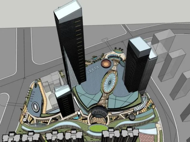 Sketchup Complex Model | Super high-rise commercial complex, office, hotel, residential, modern style