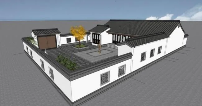 Sketchup Residential Model | Multi story Courtyard, Residential, Chinese Style