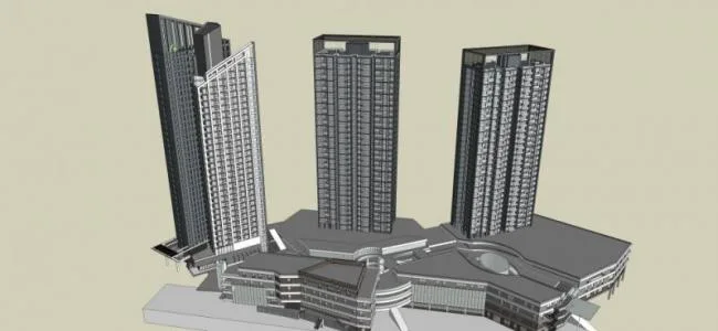 Sketchup Complex Model | Super high-rise commercial complex, residential, office, modern style