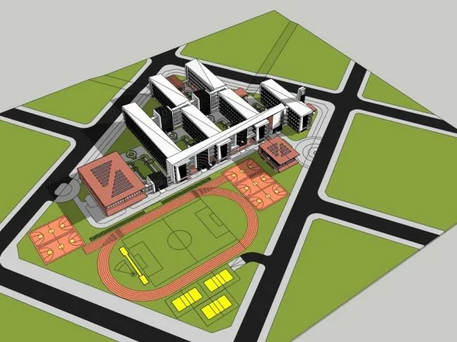 Modern Multi-Story School Model | Educational and Teaching Building for Campus Design