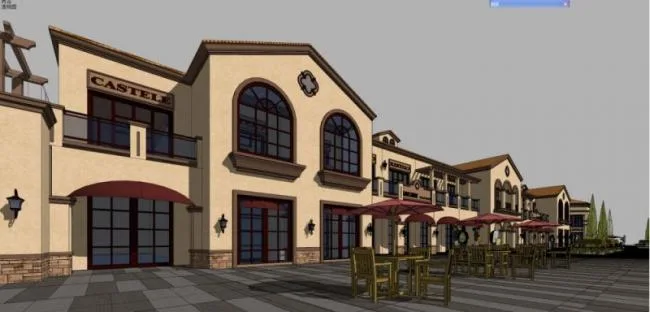 Sketchup Business Model | Low rise commercial buildings, classical style