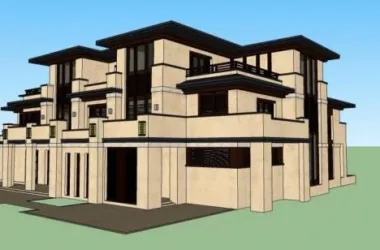 SketchUp Business Model: Multi-Story Clubhouse with Grassland and Knight-Inspired Commercial Architecture-BIM WORLD
