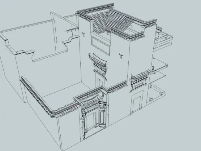 SketchUp Model of Multi-Story Ancient Chinese Residential Architecture