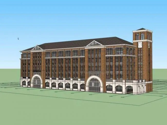 Sketchup School Model | Multi story School Teaching Building, Campus Educational Architecture, Classical Style