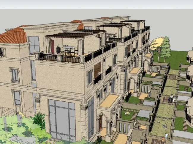 Sketchup Villa Model | Multi row Villa, Modern Style