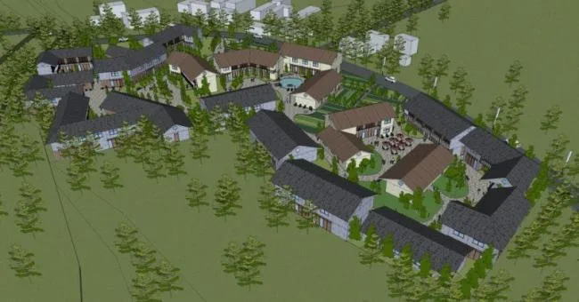 Sketchup Hotel Model | Low rise Mountain Folk Hotel, Modern Style