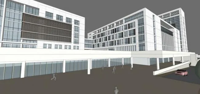 Sketchup Hospital Model | High rise hospital, medical building, courtyard, mountain, modern style