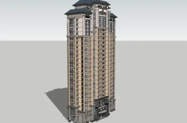 SketchUp Model of a 26-Story Classical High-Rise Residential Building-BIM WORLD