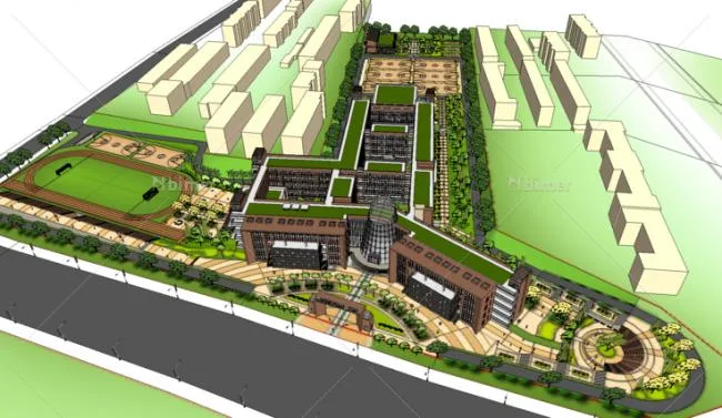 Multi-Story Classical Elementary School Model | Campus Educational Architecture in SketchUp