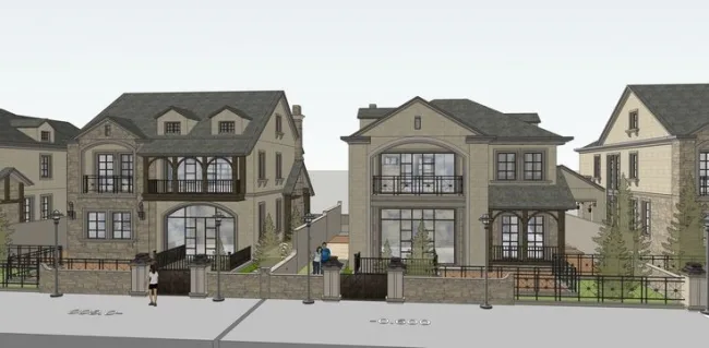 Sketchup Villa Model | Single Family Villa Cluster, French Neoclassical Style
