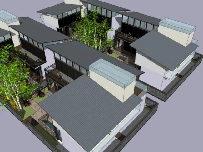 Sketchup Residential Model | Courtyard, Modern Chinese Style
