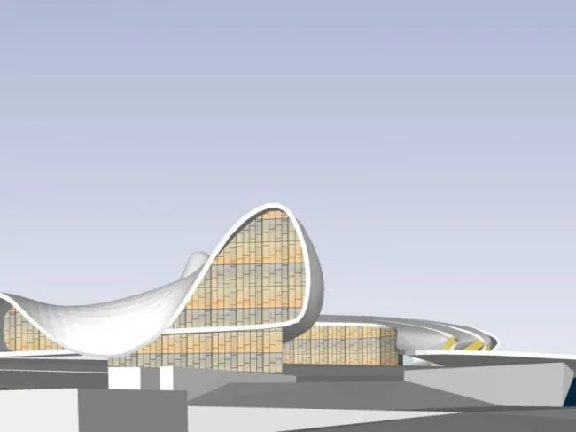 Sketchup Cultural Model | Multi story Cultural Center, Modern Style, 'Aliyev Cultural Center' designed by Zaha Hadid Architects