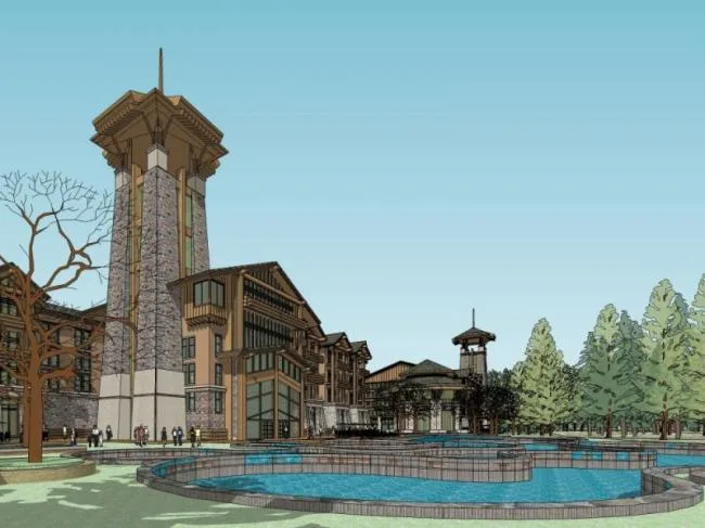 Sketchup Hotel Model | Multi story Resort Hotel, Classical Style