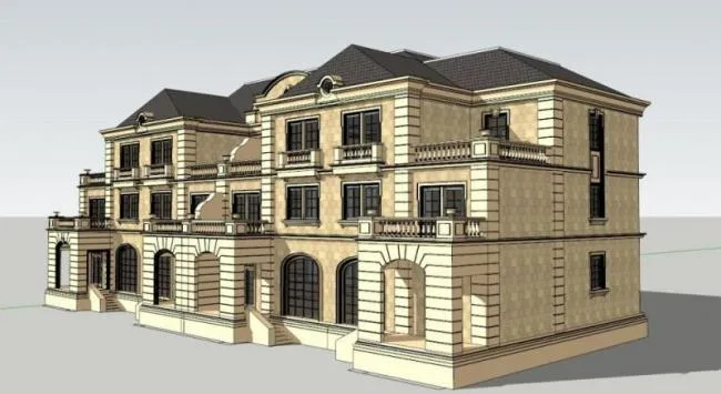 Sketchup Villa Model | Twin Villa, Classical Style